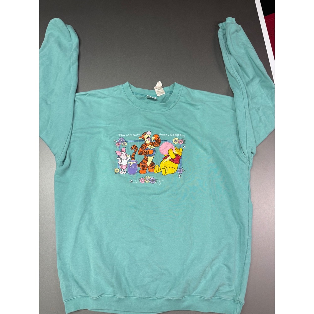 Vintage Disney Store Winnie the Pooh Tigger Teal Embroidered Sweatshirt L